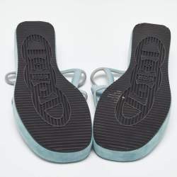 Pre Owned Hermes Blue Leather Gipsy Platform Sandals Size 41