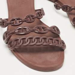 Hermès Brown Rubber Chaine d'Ancre Rivage Flats 35