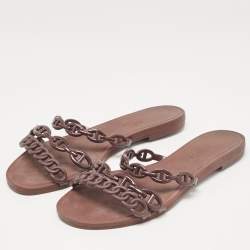 Hermès Brown Rubber Chaine d'Ancre Rivage Flats 35