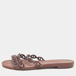 Hermès Brown Rubber Chaine d'Ancre Rivage Flats 35