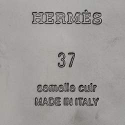 Hermes White Leather Galerie Thong Flats Size 37