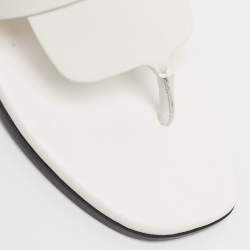 Hermes White Leather Galerie Thong Flats Size 37