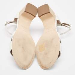 Pre Owned Hemes White Leather Encens Sandals Size 38