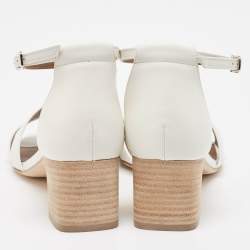 Pre Owned Hemes White Leather Encens Sandals Size 38