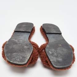 Hermès Brown Shearling Fur Oran Flat Slides Size 39.5