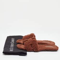 Hermès Brown Shearling Fur Oran Flat Slides Size 39.5