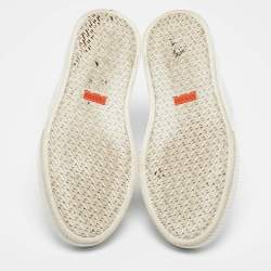 Pre Owned Hermes White Leather Daydream High Top Sneakers Size 38.5