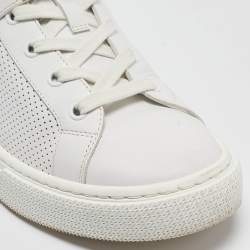 Pre Owned Hermes White Leather Daydream High Top Sneakers Size 38.5