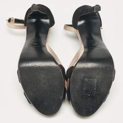 Hermes Black Leather and Suede Premiere 70 Ankle Strap Sandals Size 40.5