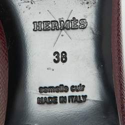 Hermes Burgundy Patent Leather Laura Ballet Flats Size 38