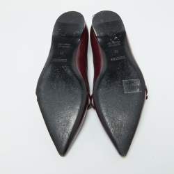 Hermes Burgundy Patent Leather Laura Ballet Flats Size 38