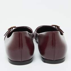 Hermes Burgundy Patent Leather Laura Ballet Flats Size 38