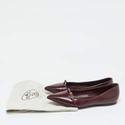 Hermes Burgundy Patent Leather Laura Ballet Flats Size 38
