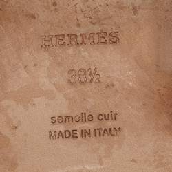 مملوكة مسبقًا Hermes Brown Leather Oran Flat Slides Size 38.5