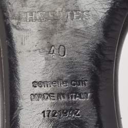 Pre Owned Hermes Black Leather Studded Oasis Slide Sandals Size 40