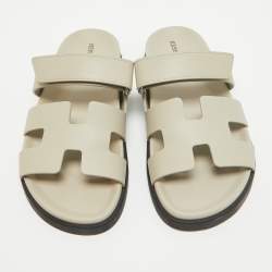 مملوكة مسبقًا Hermes Grey Leather Chypre Flats 39