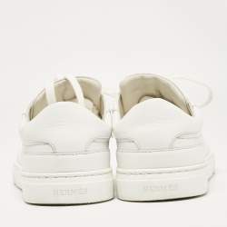 Pre Owned Hermes White Leather Day Sneakers Size 36