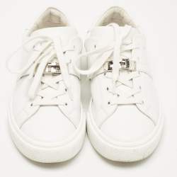 Pre Owned Hermes White Leather Day Sneakers Size 36