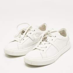Pre Owned Hermes White Leather Day Sneakers Size 36