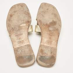 Hermes Gold Leather Oran Flat Slides Size 37