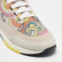 Hermes Multicolor Neoprene Suede Stadium Lace Up Sneakers Size 39