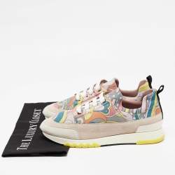 Hermes Multicolor Neoprene Suede Stadium Lace Up Sneakers Size 39