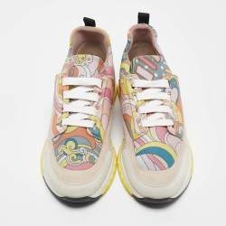 Hermes Multicolor Neoprene Suede Stadium Lace Up Sneakers Size 39