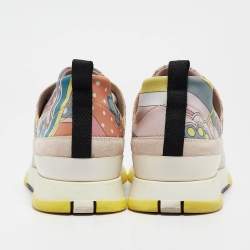 Hermes Multicolor Neoprene Suede Stadium Lace Up Sneakers Size 39