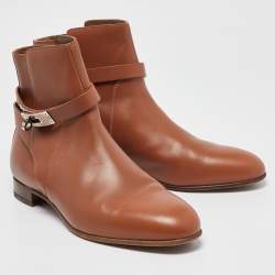 Hermes Brown Leather Neo Ankle Length Boots 38 