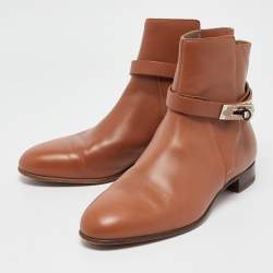 Hermes Brown Leather Neo Ankle Length Boots 38 