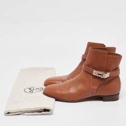 Hermes Brown Leather Neo Ankle Length Boots 38 
