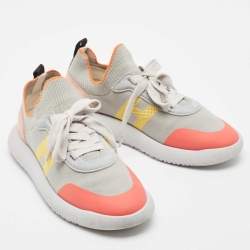 Pre Owned Hermes Multicolor Suede and Fabric Crew Lace Up Sneakers Size 38