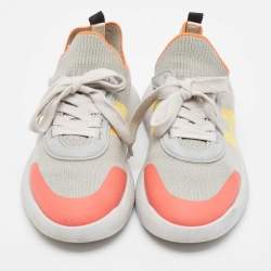 Pre Owned Hermes Multicolor Suede and Fabric Crew Lace Up Sneakers Size 38