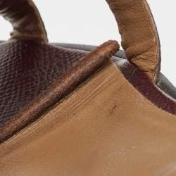 Hermes Burgundy Leather Omaha Flat Slides Size 39
