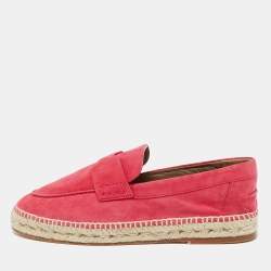 Hermes Hot Pink Suede Trip Espadrille Flats Size 41