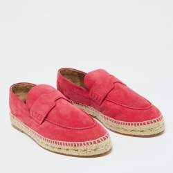 Hermes Hot Pink Suede Trip Espadrille Flats Size 41