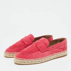 Hermes Hot Pink Suede Trip Espadrille Flats Size 41