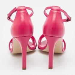Pre Owned Hermes Pink Lizard and Leather Premiere Sandals Size 37.5