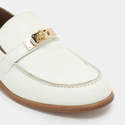 Pre Owned Hermes White Leather Destin Loafers Size 35