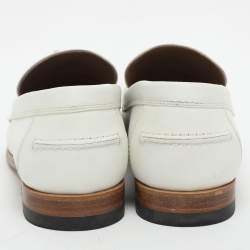 Pre Owned Hermes White Leather Destin Loafers Size 35