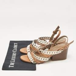 Pre Owned Hermes Brown Leather Romy Ankle Strap Sandals Size 39