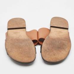 Pre Owned Hermes Black Leather Ionie Flat Sandals Size 41
