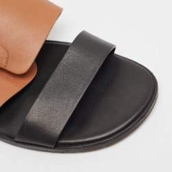 Pre Owned Hermes Black Leather Ionie Flat Sandals Size 41