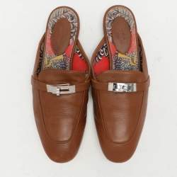 Hermes Brown Leather Oz Mules Size 38