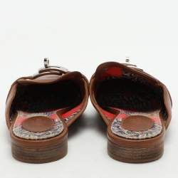 Hermes Brown Leather Oz Mules Size 38