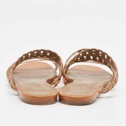 Hermes Tan Leather Chaine D'ancre Flat Slides Size 36.5