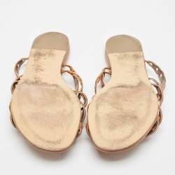 Hermes Tan Leather Chaine D'ancre Flat Slides Size 36.5
