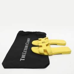 Hermes Yellow Leather Oran Flat Slides Size 36