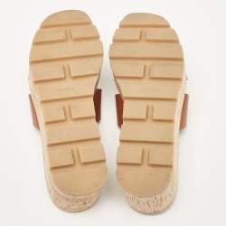 Pre Owned Hermes Brown Leather Eze Platform Sandals Size 37