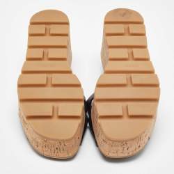 Pre Owned Hermes Black Leather Platform Sandals 38